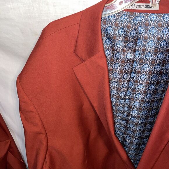 Stacy Adams Men’s 3 Pc Suit Sz 60R Jacket 54x29 Pants Red Tetron Blend Business - Picture 7 of 16